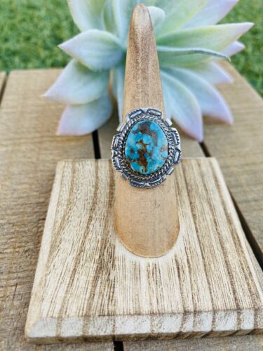 Native American Navajo Royston Turquoise & Sterling Silver Ring Size 5.25 - Sterling Silver Diva